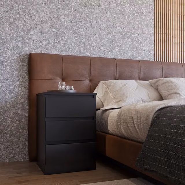 Seconique Malvern 3 Drawer Bedside Table in Black – 1