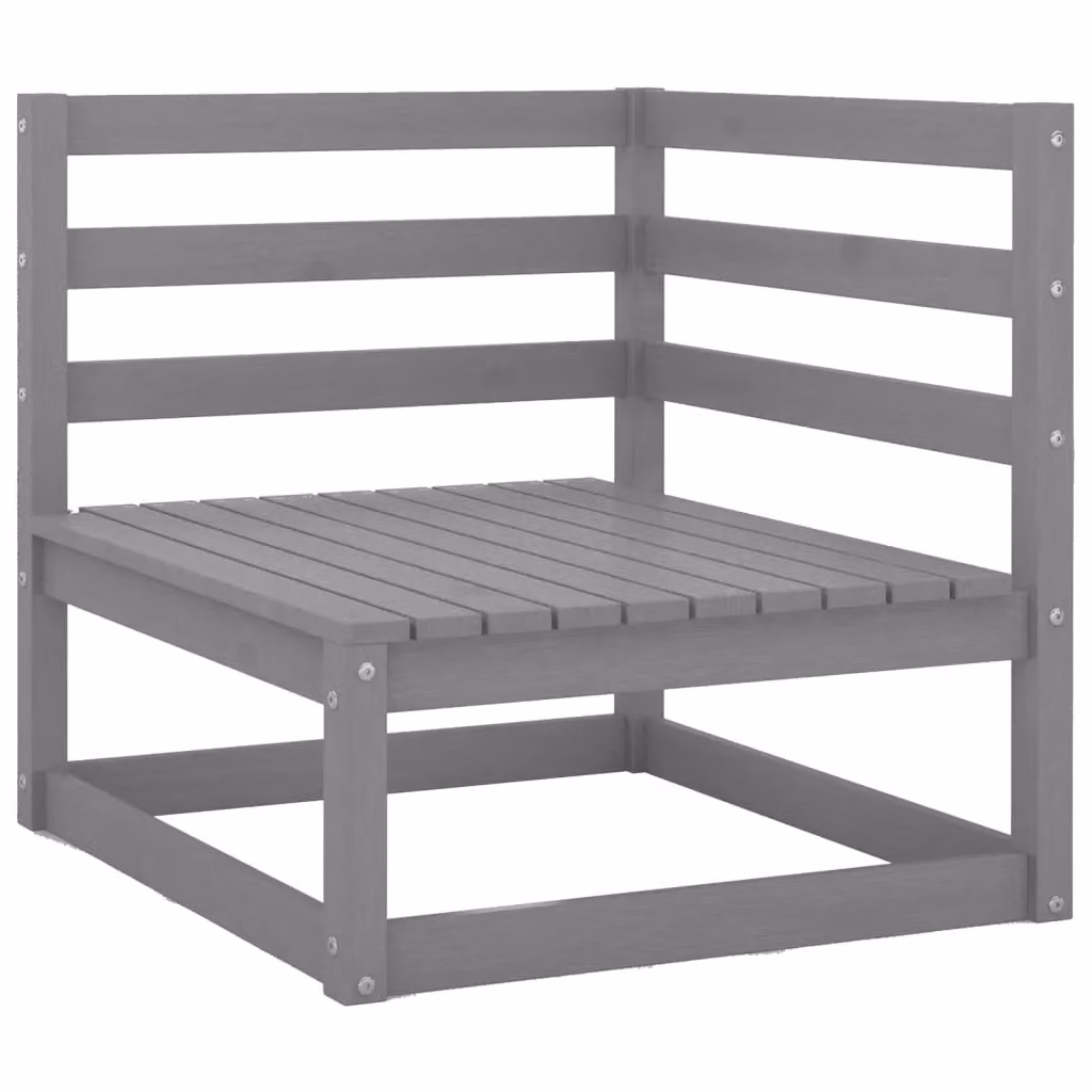 Berkfield Home Grey Solid Wood Pine 2 Piece Garden Corner Sofa Set – 2