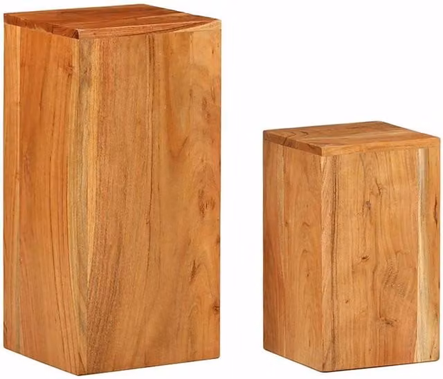 Berkfield Home Set of 2 Solid Acacia Wood Plant Stands in Brown
