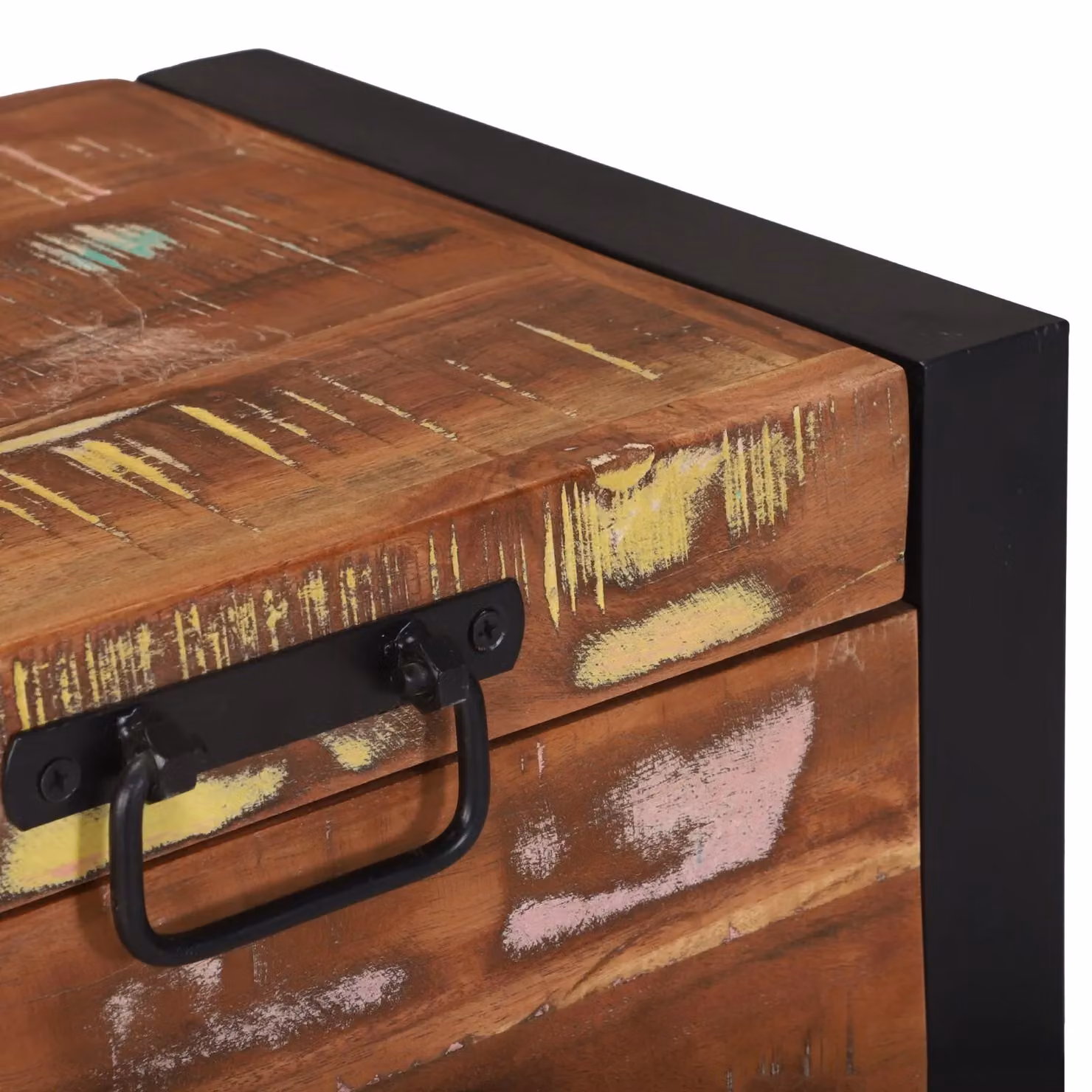 Berkfield Home Rustic Storage Chest in Brown Solid Reclaimed Wood and Metal, W/D/H: 40 x 30 x 30 cm – 4