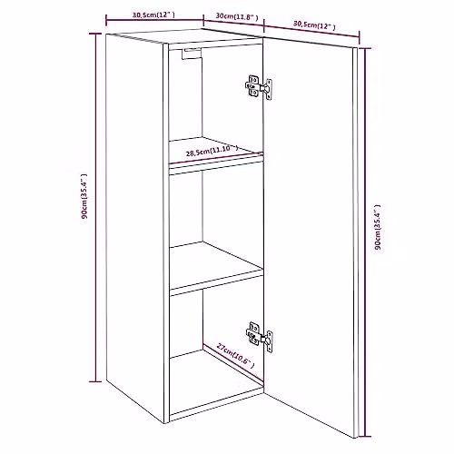 vidaXL Set of 2 Modern TV Cabinets in Brown Engineered Wood, W/D/H: 30.5 x 30.0 x 90.0 cm – 3