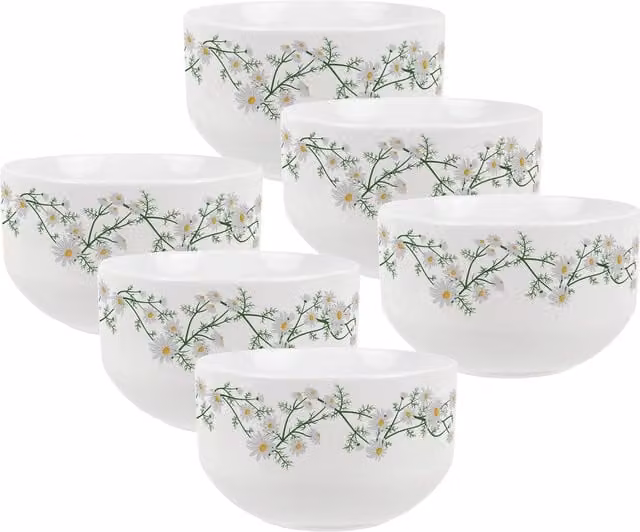 Purely Home Daisy Chains Floral Ceramic Cereal Bowl, White