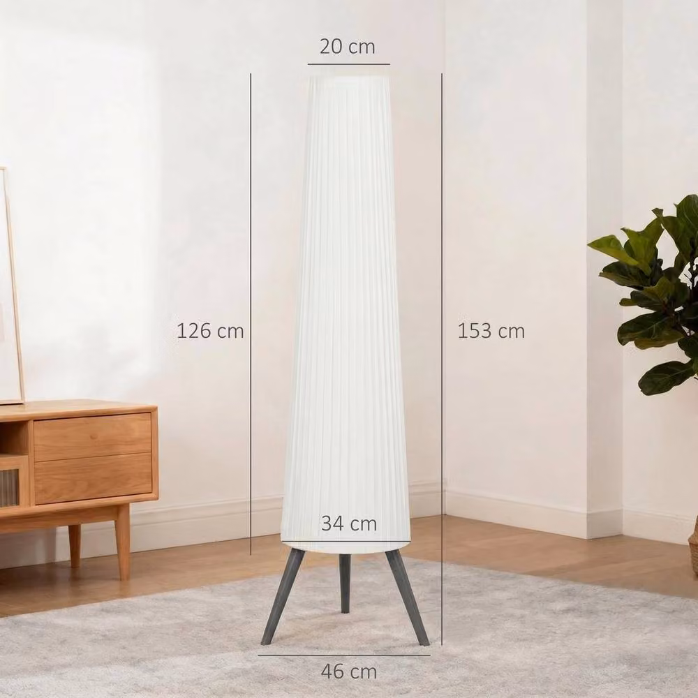 EONLION Dimmable Scandinavian Floor Lamp with Foot Switch in White and Wood – 2