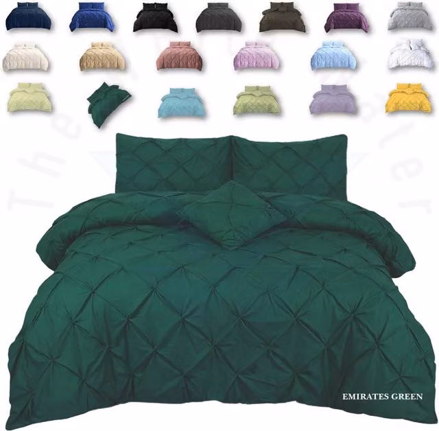 TheWhiteWater Limited Pintuck Duvet Cover and Pillowcase Set in Green, W/D/H: 200 x 200 cm
