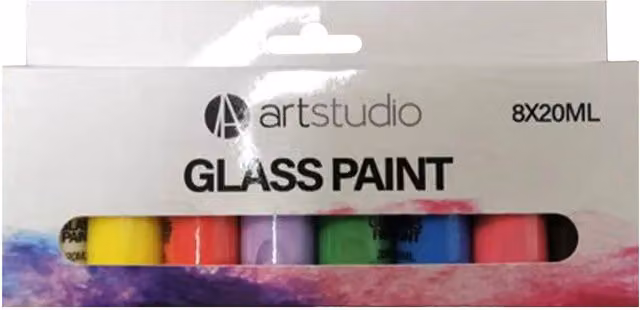 Art Studio Pack of 8 Multicolour Vibrant Glass Paints for Adults