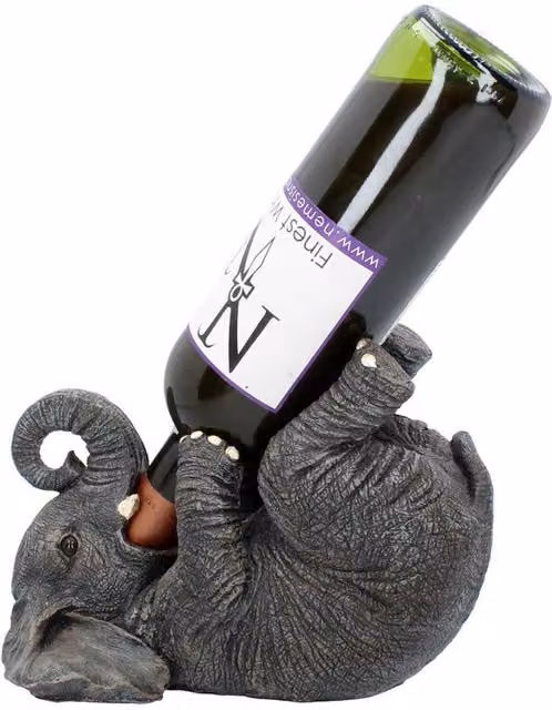 Nemesis Now Elephant Freestanding Resin Wine Bottle Holder in Grey