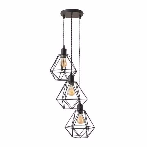 ValueLights Diablo Geometric 3 Drop Cluster Matte Black Metal Pendant Light with LED Bulbs – 1
