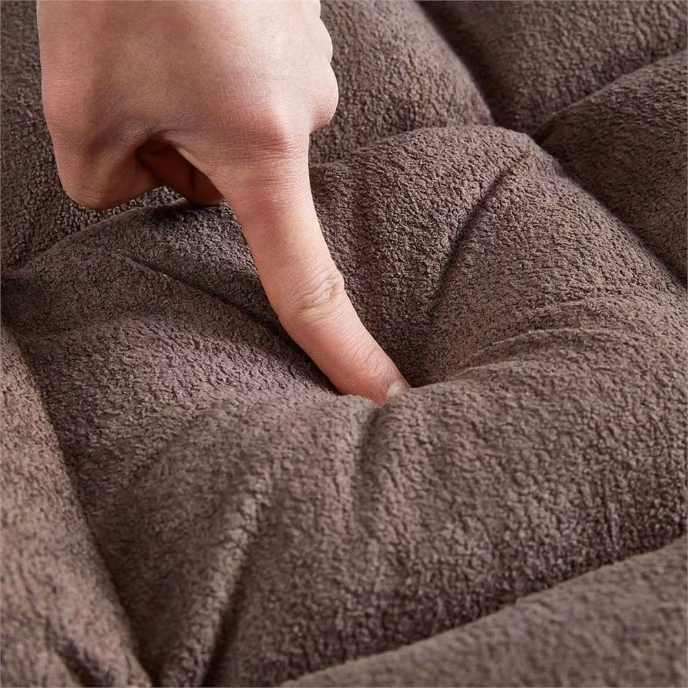 KORVIXA Brown Fabric Floor Lazy Sofa Chair with Adjustable Headrest and Back Support – 3