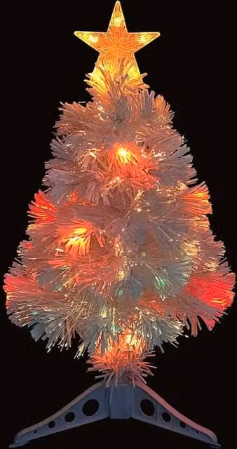 Berkfield Home Beautiful White Artificial Pre-lit Tabletop Christmas Tree with Fibre Optics, Height: 64 cm – 1