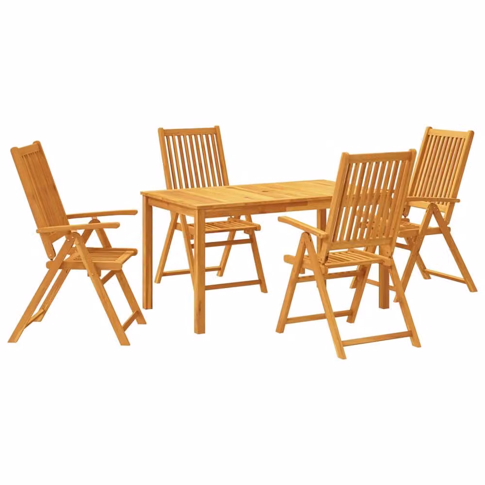 Berkfield Home 5 Piece Rustic Garden Dining Set in Brown Oiled Acacia Wood – 2