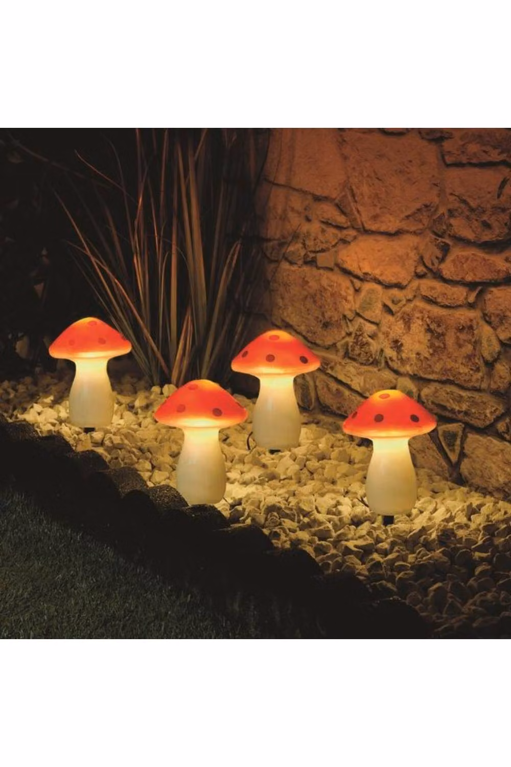 KDMD Red Mushroom Solar LED String Lights, Set of 4, 3.5m – 2