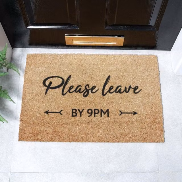 Artsy Mats Please leave by 9pm Doormat in Brown, W/D/H: 60 x 40 cm