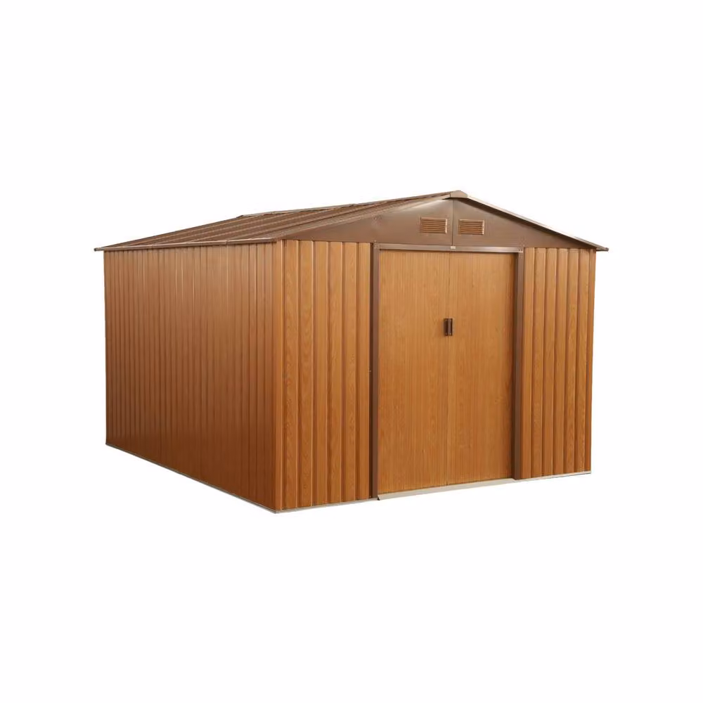 Sweek 8.84 m2 Metal Garden Storage Shed in Brown with Pent Roof and Galvanised Steel Construction – 2