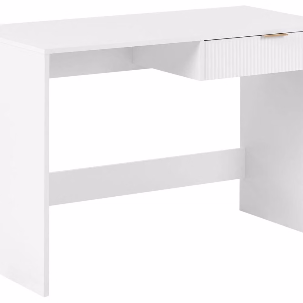 Wyld and Coco White Scandinavian Writing Desk with Single Pedestal Drawer, W: 120 cm, D: 60 cm – 2