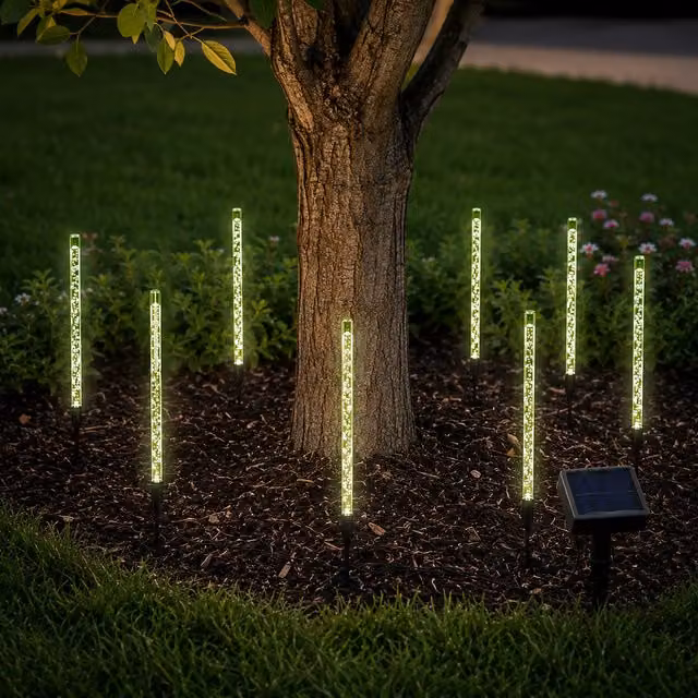 Garden Mile Multicoloured Solar Bubble Stake Lights with Crystal Effect and Dusk Sensor