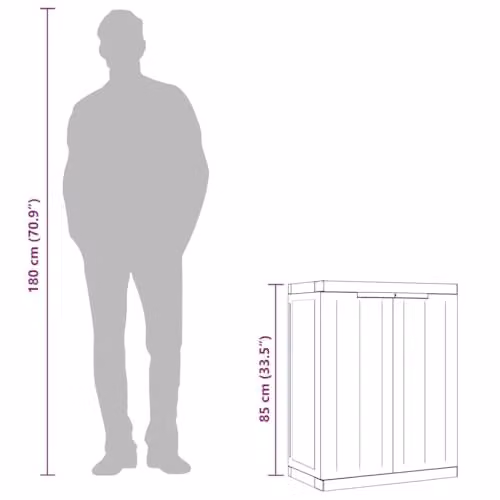 vidaXL Outdoor Storage Cabinet in Grey and Black with Internal Shelves and Lock, W/D/H: 65 x 37 x 85 cm – 3