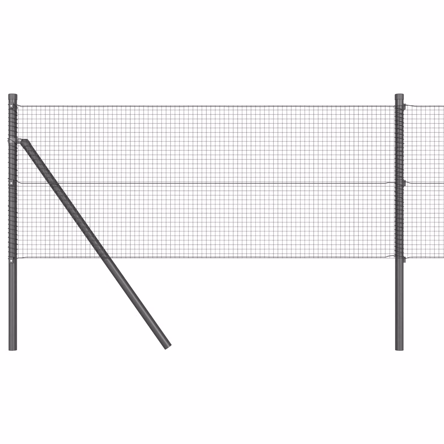 Berkfield Home Grey Powder-Coated Steel Welded Wire Fence with 13 Round Single-Bar Posts, W: 40 cm, L: 50 m – 2