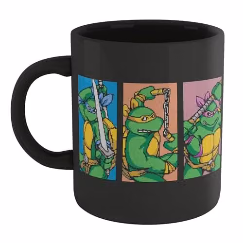 Zavvi Teenage Mutant Ninja Turtles TMNT Characters Ceramic Mug in Black and Multicolour