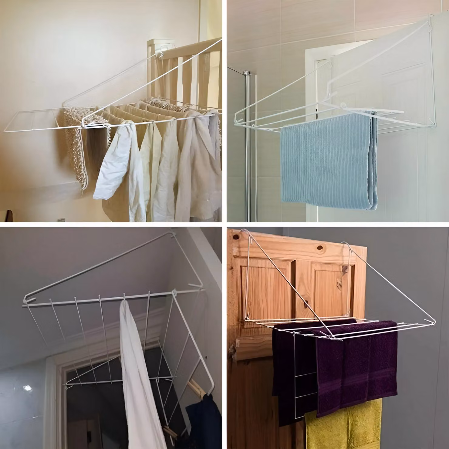 KAV Over Door Utility Dryer Clothes Airer in White, 7m Metal Laundry Towel Rail for Indoor and Outdoor Use – 4