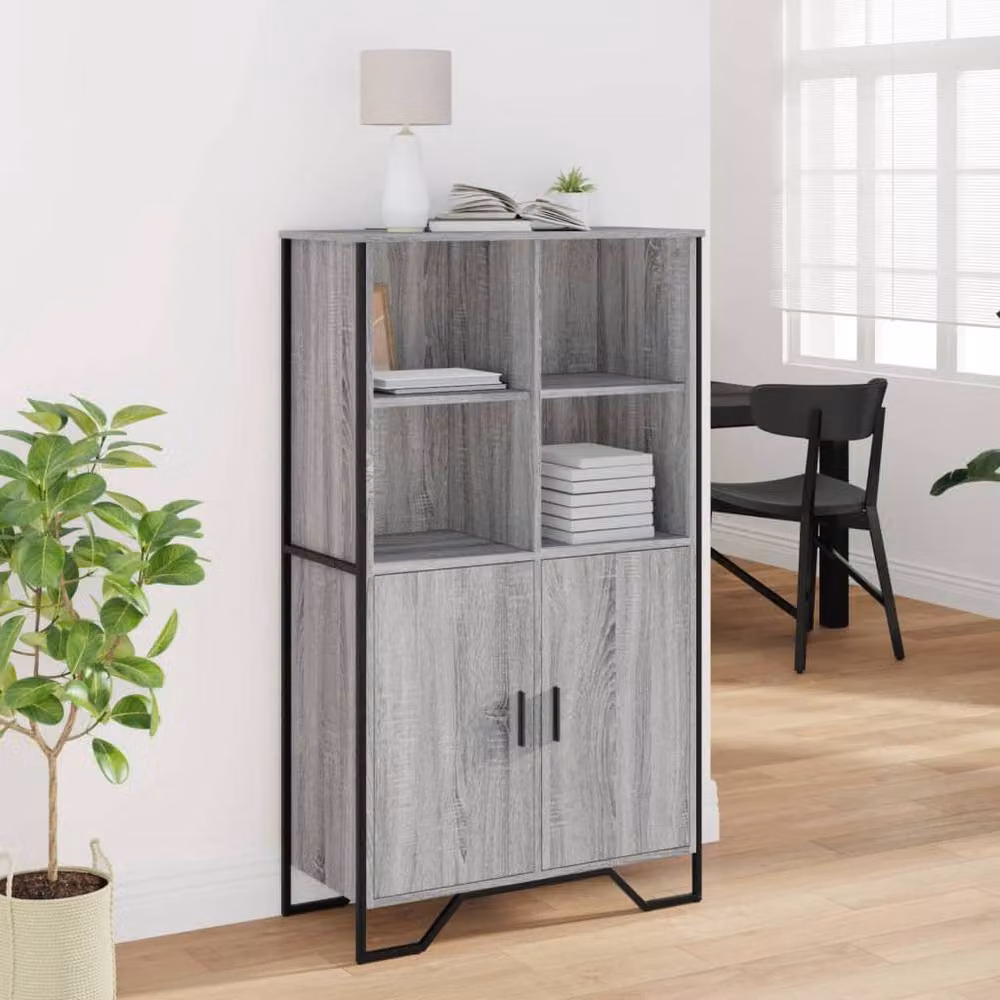 Berkfield Home Grey Sonoma Highboard W/D/H: 79.5 x 35.5 x 137.5 cm – 3