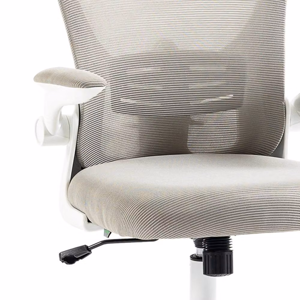 NESTLUNE Ergonomic Office Chair with Headrest and Armrests in Grey Fabric – 3