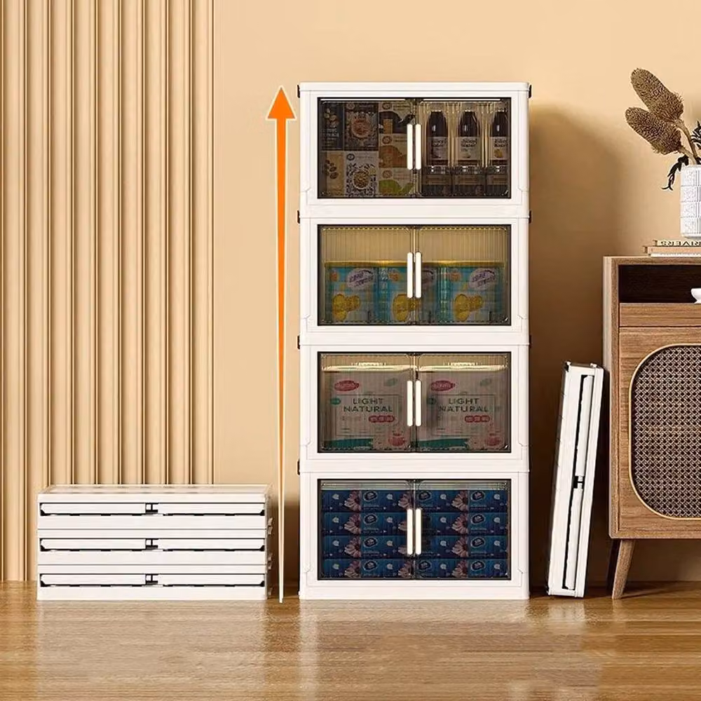 EONLION 4 Tier Stackable and Foldable Storage Box in White, Width: 50 cm – 2