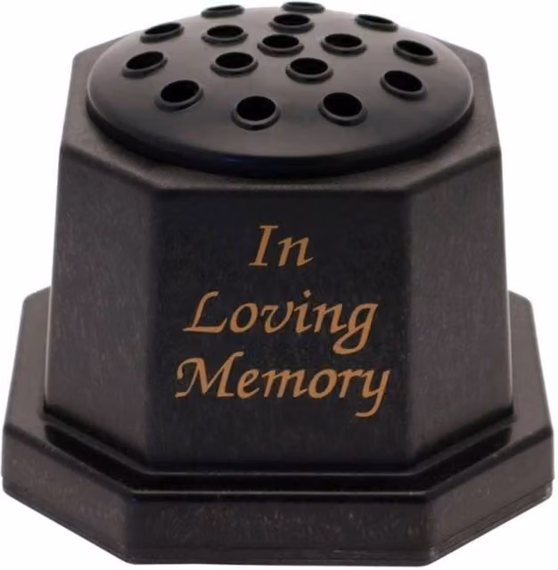 KDMD In Loving Memory Condolence Vase in Black and Gold, H: 17 cm, W: 15 cm, D: 1 cm