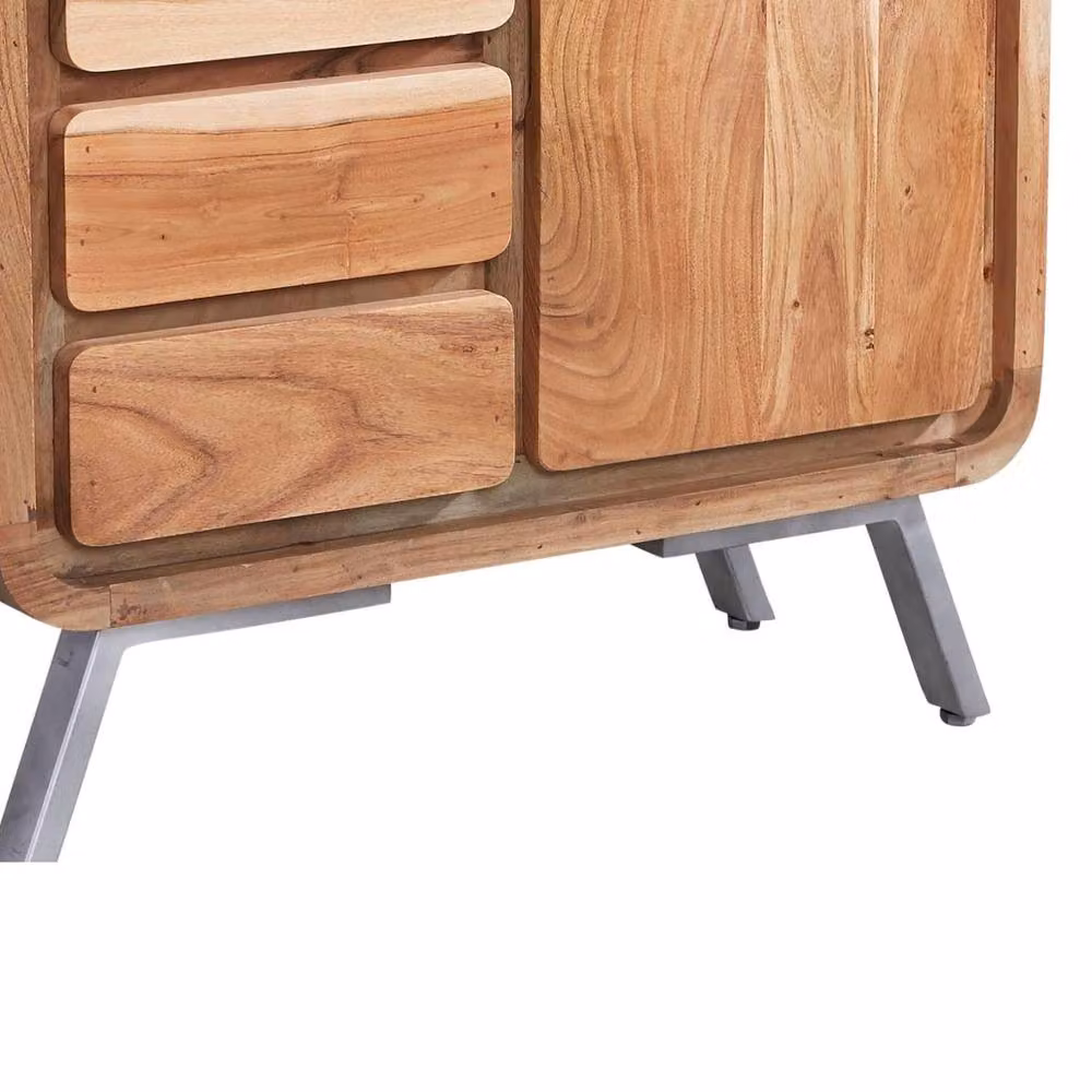 Wyld Haus Los Angeles Industrial Reclaimed Wood and Metal Sideboard in Brown with 4 Drawers and 1 Door, W/D/H: 90 x 40 x 85 cm – 3