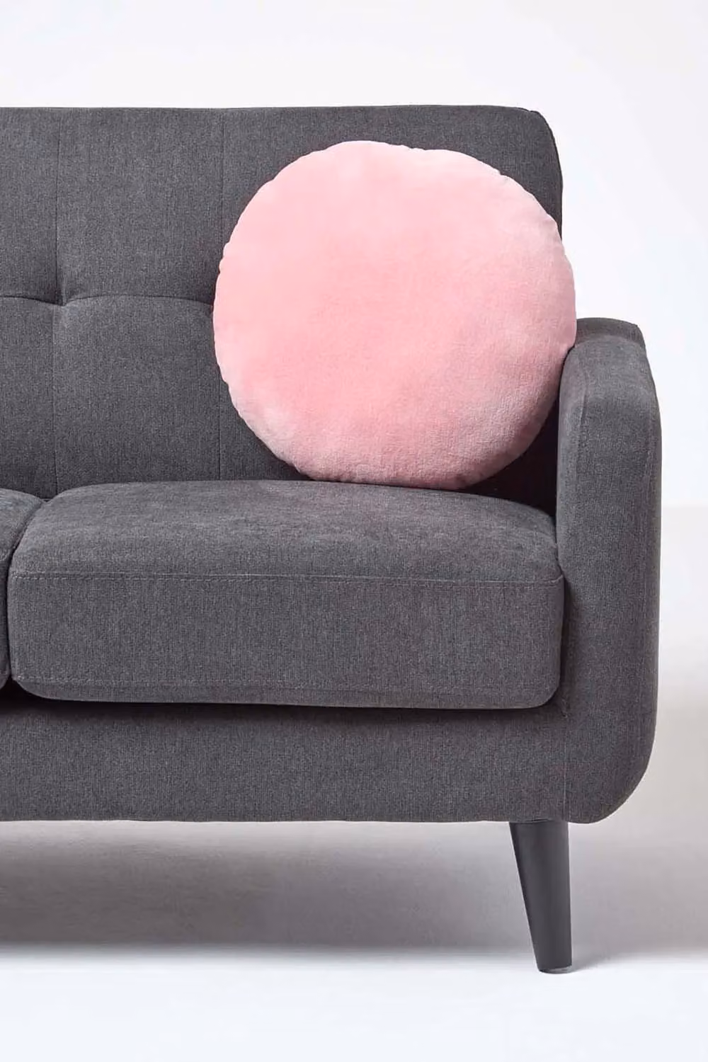 Homescapes Pink Round Cotton Velvet Cushion, Diameter: 40 cm – 2