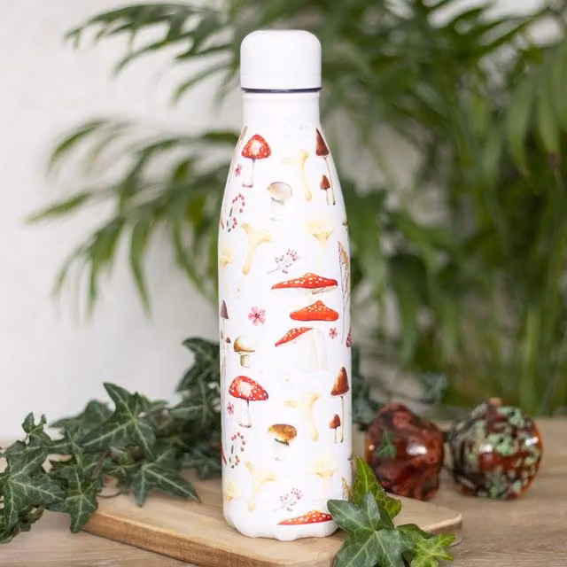 Uniqueful Multicolour All Over Mushroom Print Metal Water Bottle, 100ml