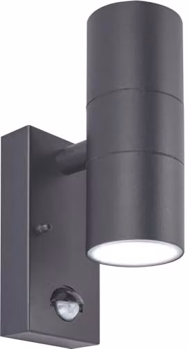 Luceco Grey Stainless Steel Exterior Up or Down Wall Light with PIR Motion Sensor, IP44, GU10 – 1