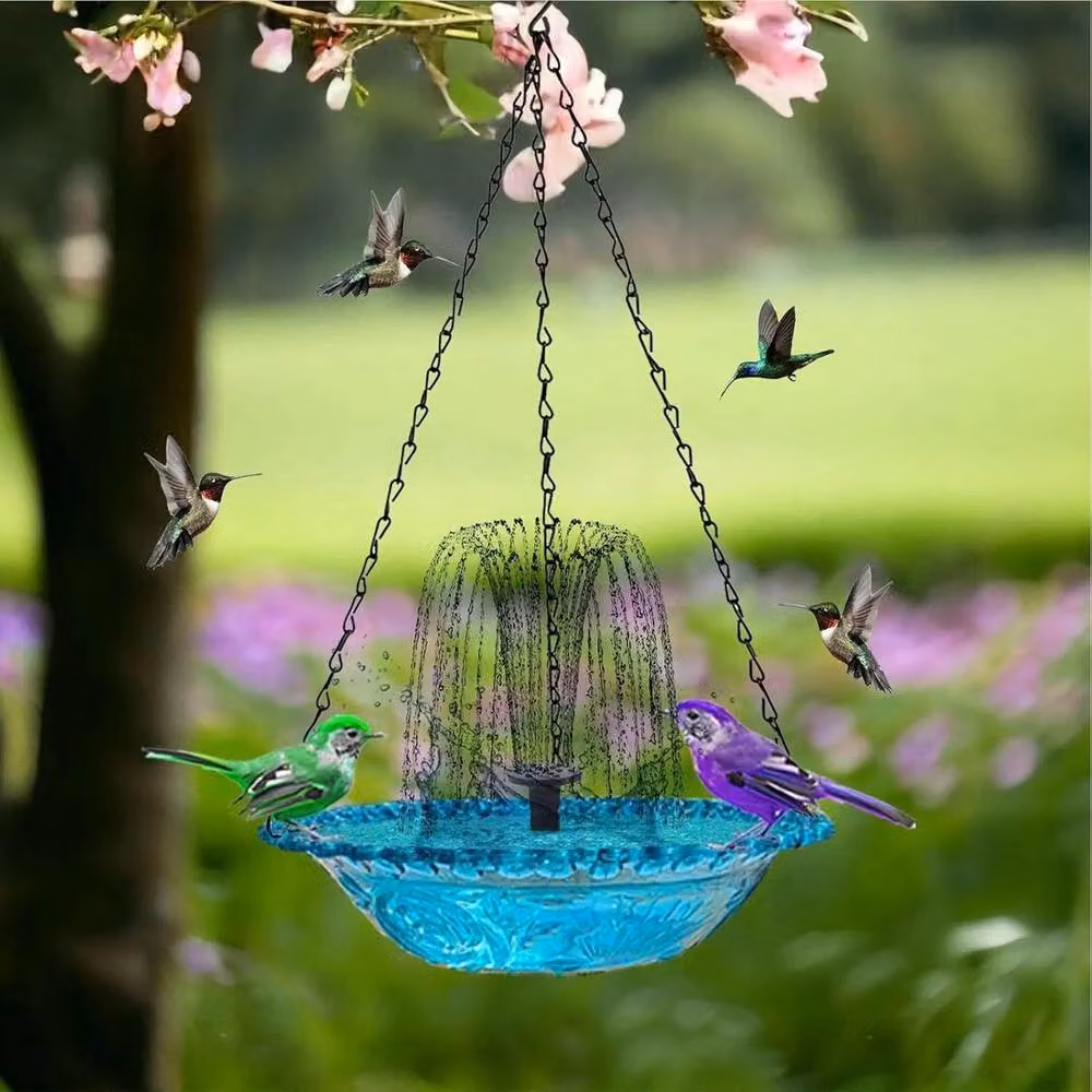 FLAVORA Blue Hanging Solar Floating Pond Fountain Pump for Bird Baths – 3