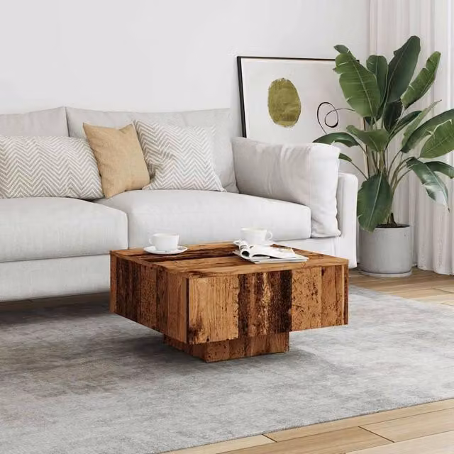 Berkfield Home Durable Rustic Coffee Table in Brown, W/D/H: 60 x 60 x 31.5 cm