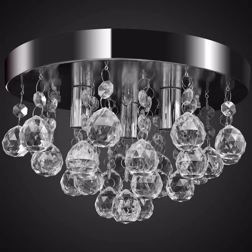 Berkfield Home Crystal Design Pendant Ceiling Lamp in Black and Chrome – 2