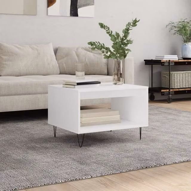 Berkfield Home Modern White Coffee Table W/D/H: 60 x 50 x 40 cm