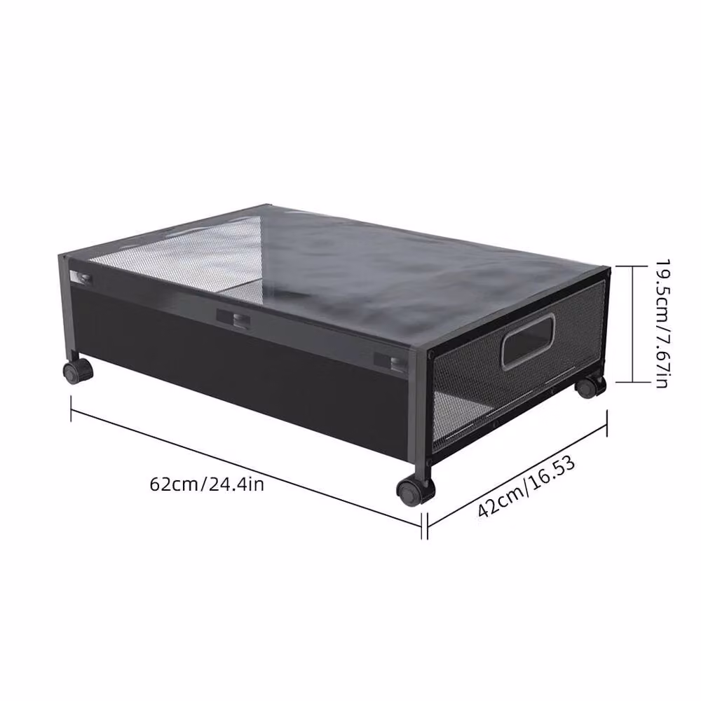 VOGREX Black Wheeled Underbed Storage Box with Lid – 2