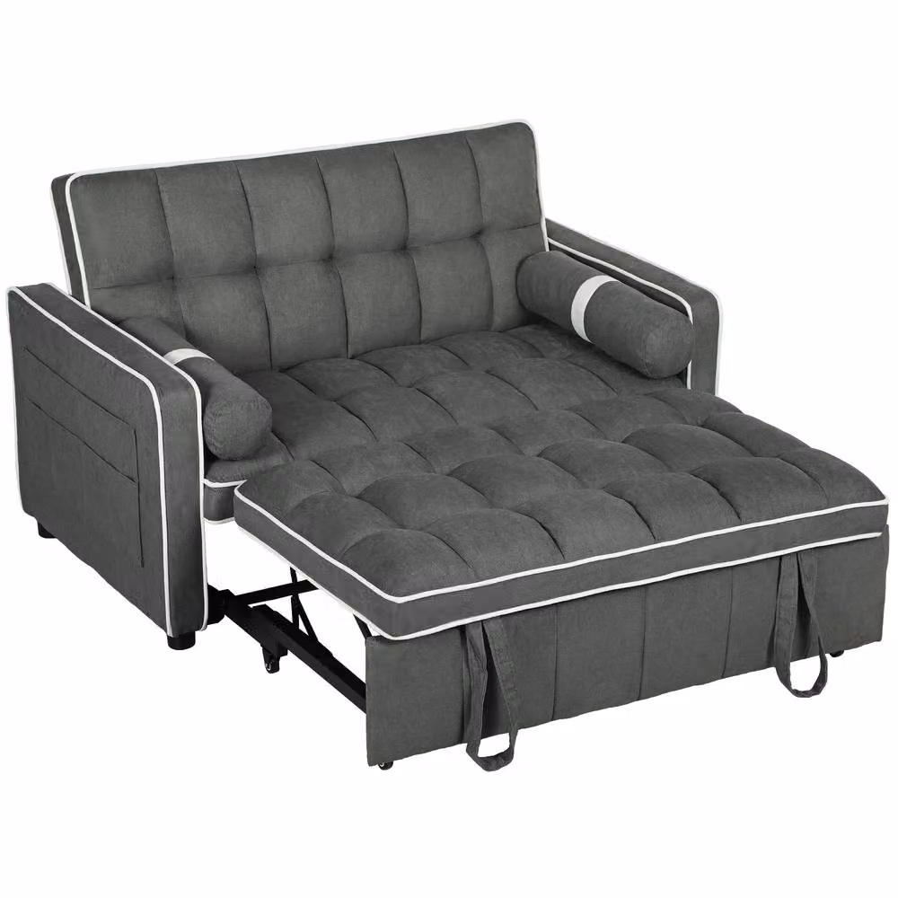STILVORA Two-Seater Upholstered Sofa Bed in Grey with Pull-Out Mechanism and Scatter Cushions, 140 x 200 cm – 4
