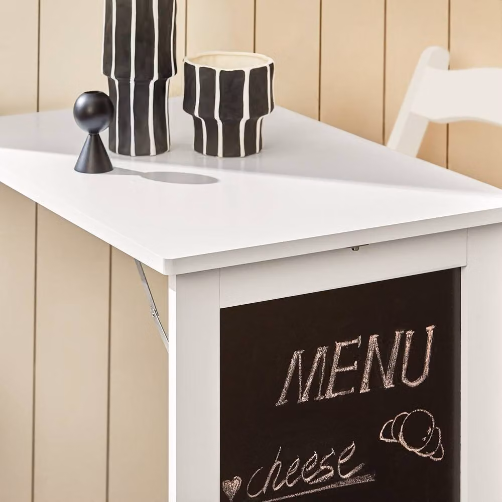 SoBuy Wall-Mounted Folding Table with Chalkboard Front in White – 4