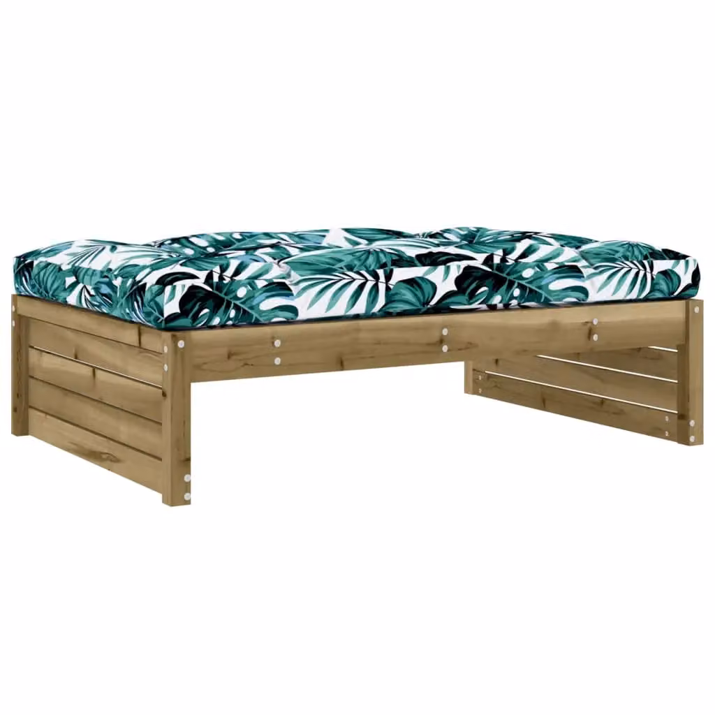 Berkfield Home Rustic Brown Impregnated Pine Wood Garden Footstool W: 120 cm, D: 80 cm – 2