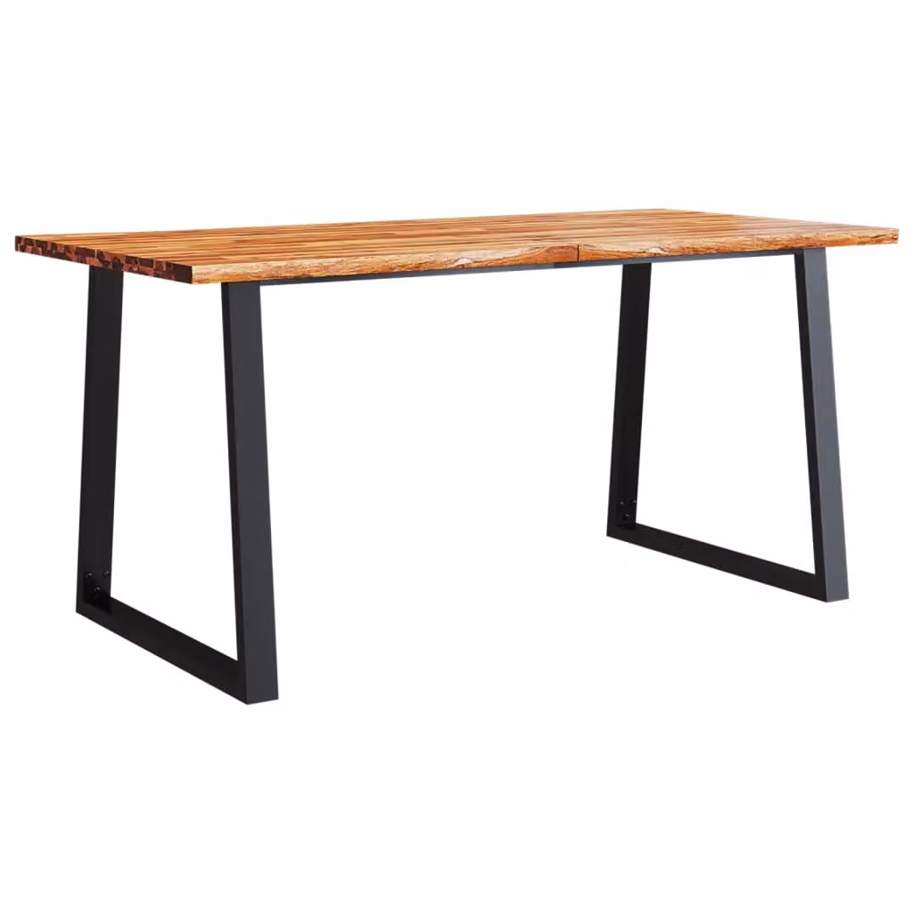 Berkfield Home Live Edge Acacia Solid Wood Dining Table in Brown, W/D/H: 160 x 80 x 75 cm – 2