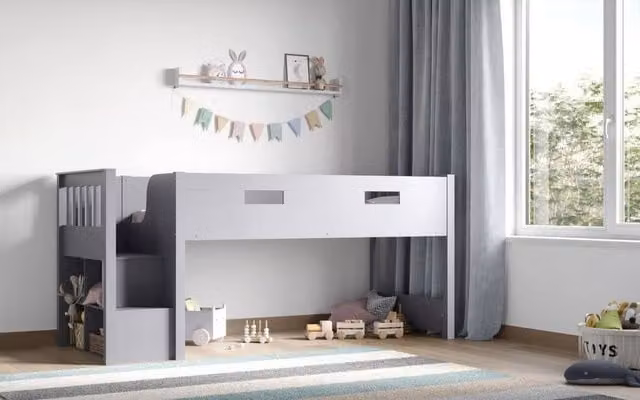 Flair Furnishings Charlie Staircase Mid Sleeper Cabin Bed in Grey and White – 2