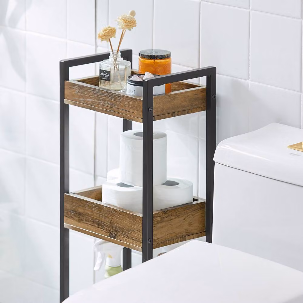 SoBuy 3-Tier Space-Saver Storage Rack Bathroom Organiser in Brown, W: 28.0 cm, D: 20.0 cm, H: 74.0 cm – 3