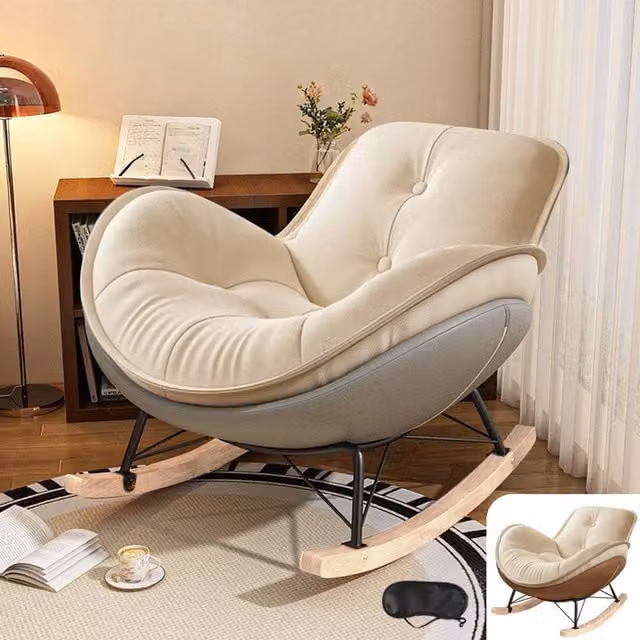 FORGEVIO Grey Rocking Recliner Lounge Chair with Cushions