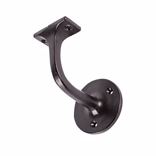 Hammer and Tongs Matt Black Wrought Iron Handrail Bracket, Depth: 7.5 cm, Height: 8.5 cm – 1