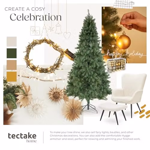 tectake Artificial Christmas Tree in Green with Lifelike Pine Needles and Foldable Steel Stand, Height: 230 cm – 7
