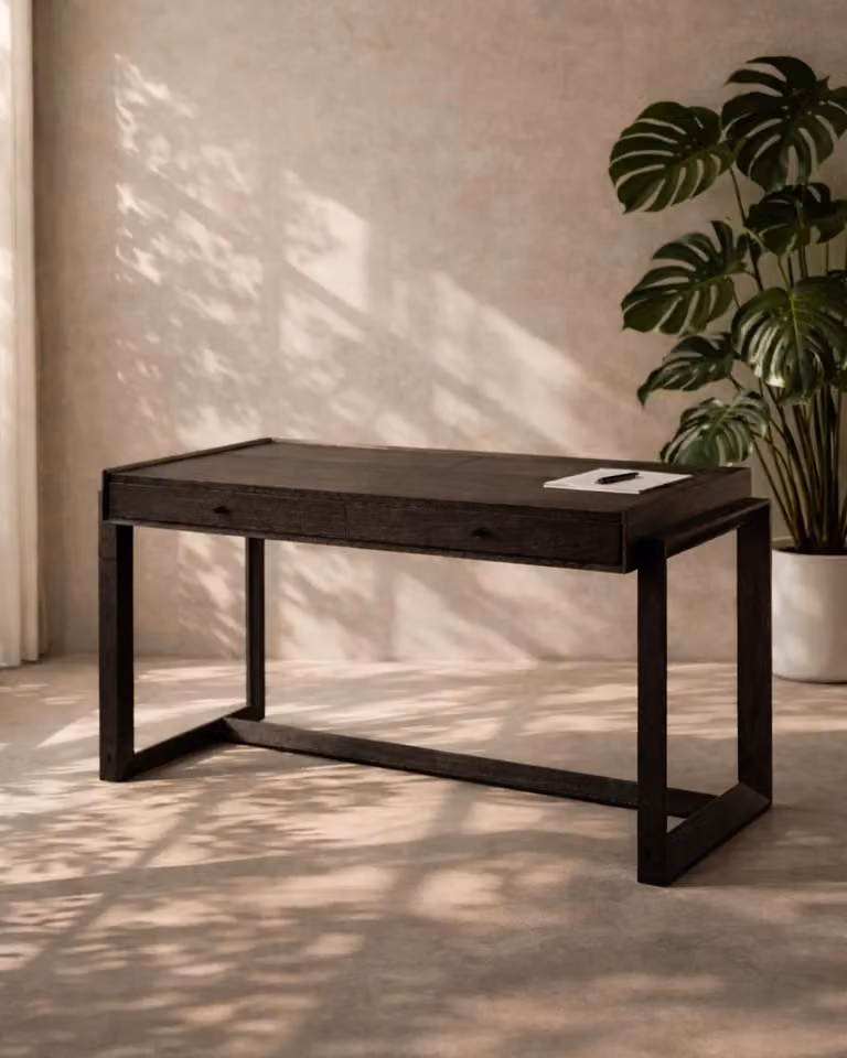 Tommy Franks Modern Offset Solid Oak Writing Desk in Black
