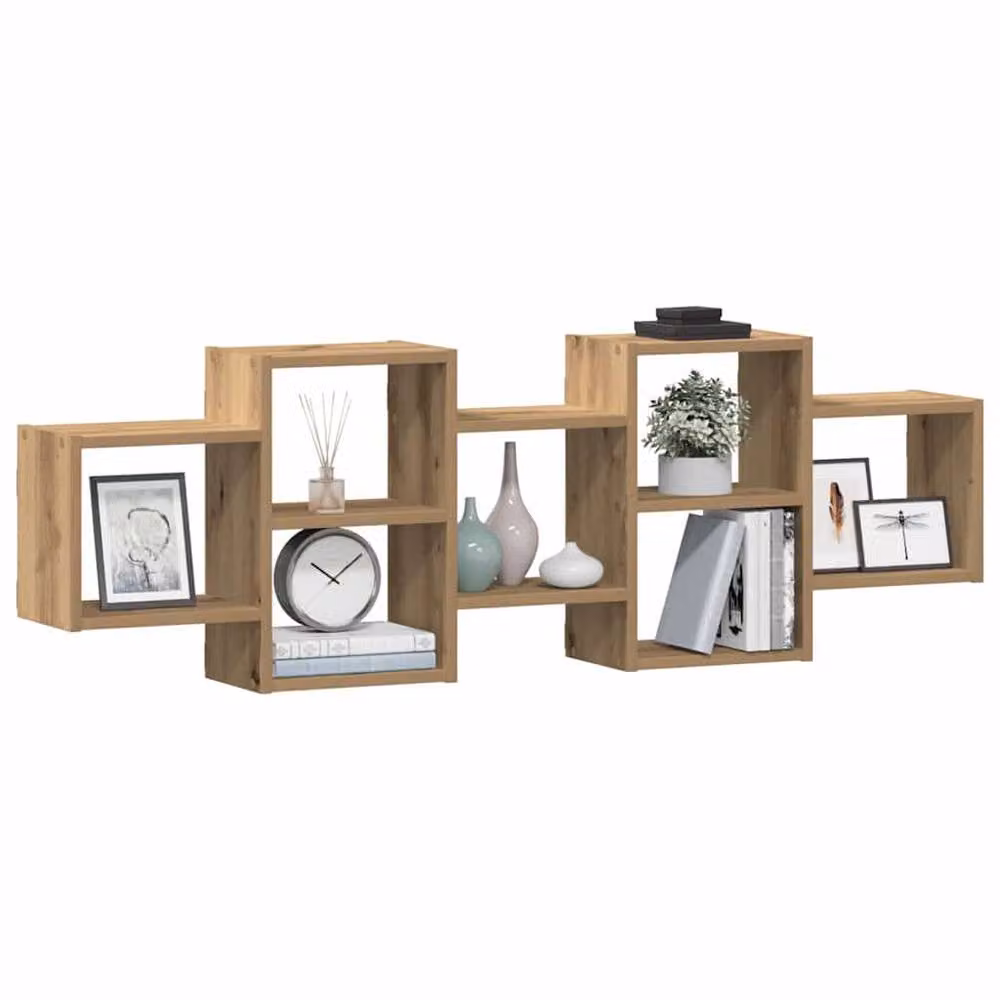 Berkfield Home Artisan Oak Wall Shelf, Brown, W/D/H: 129 x 42 x 18 cm – 3