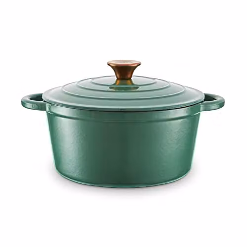 Tower Enamelled Cast Iron Casserole Pan, Green, Diameter: 24 cm