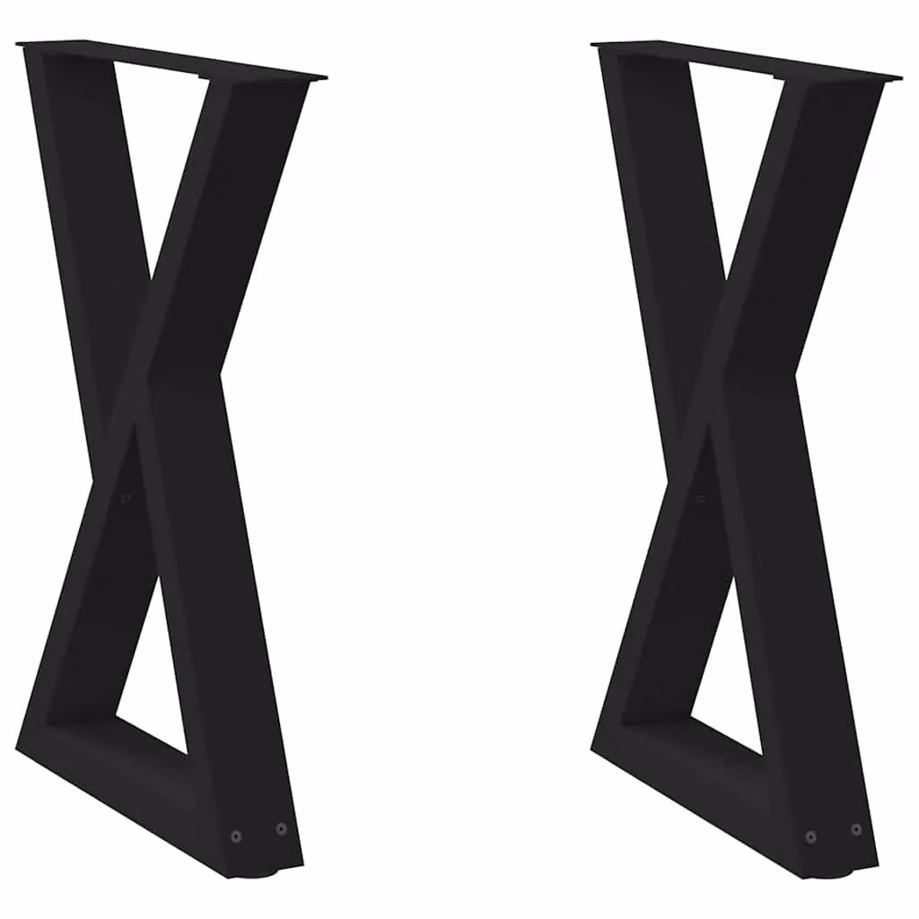 Berkfield Home Dining Table Legs, 2 Pieces, Black Matt Steel, H: 72-73.3 cm x W: 60 cm – 2