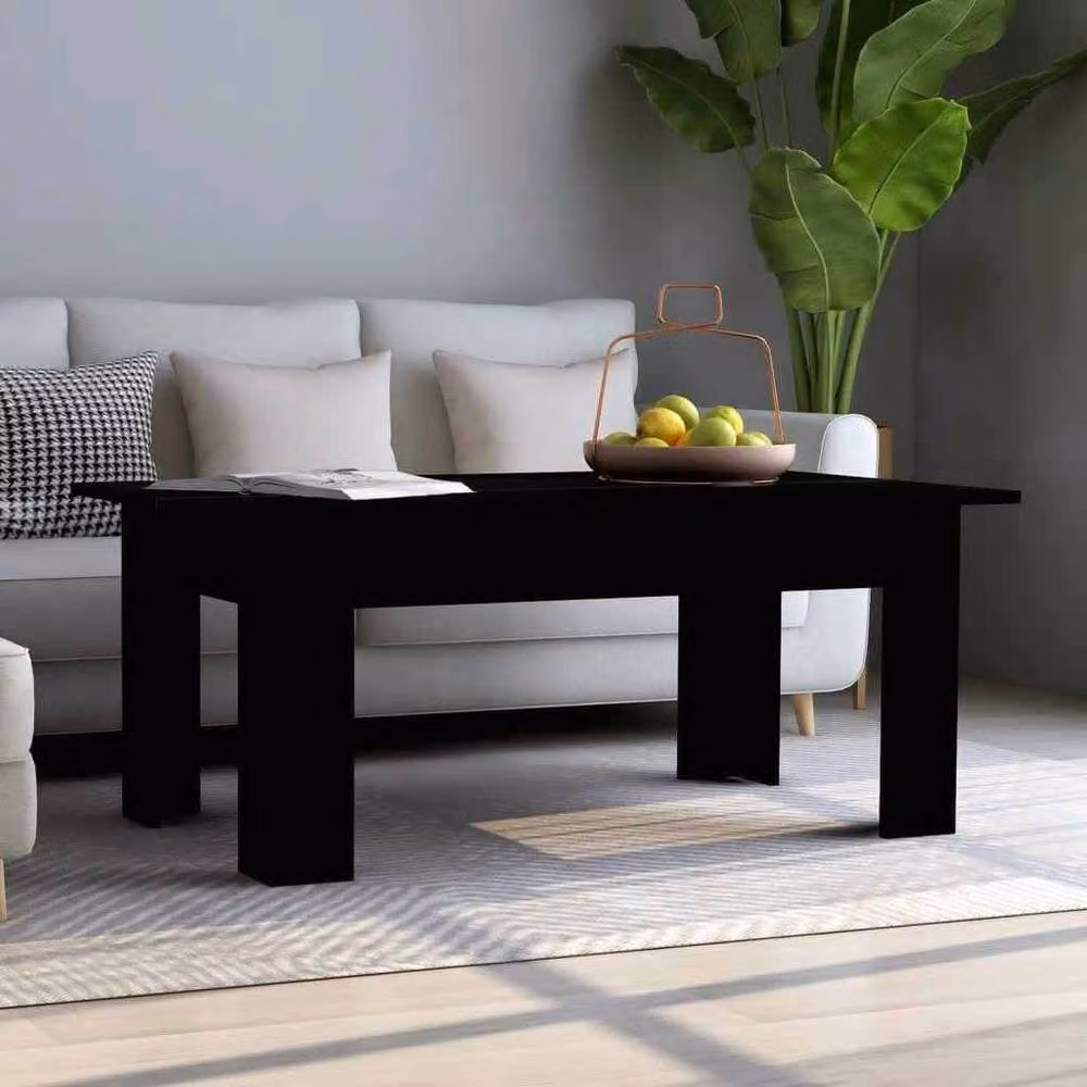 Berkfield Home Modern Black Coffee Table in Engineered Wood W/D/H: 100 x 60 x 42 cm – 2